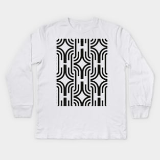 Geometric black pattern art deco Kids Long Sleeve T-Shirt